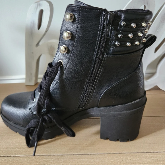 No Boundaries Black Studded Chunky Platform Womens Boots Size 10 - Picture 6 of 11